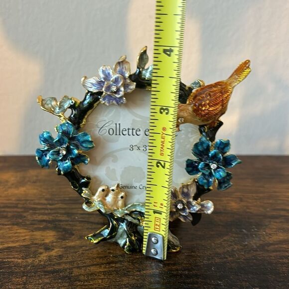 VNT Collette et Cie 3" x 3" Birds, Flower Garden Crystal Rhinestone Photo Frame - Picture 5 of 5